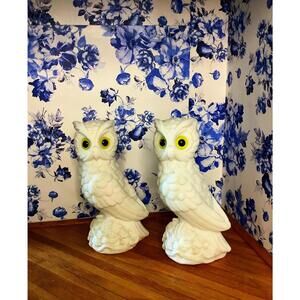 Vintage Italian Alabaster Owls,  Made in Italy in 60’s